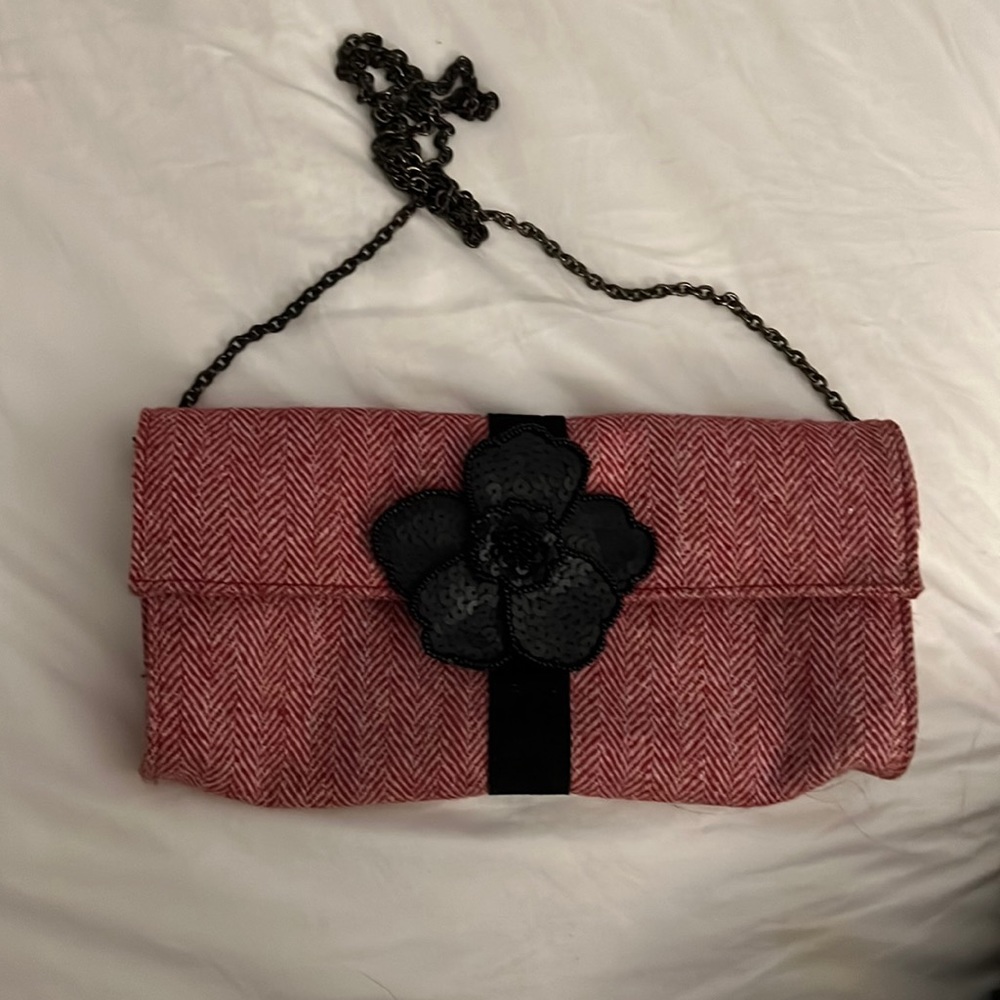 Tweed Pink Elisa Bloom Purse Chain Strap NWOT